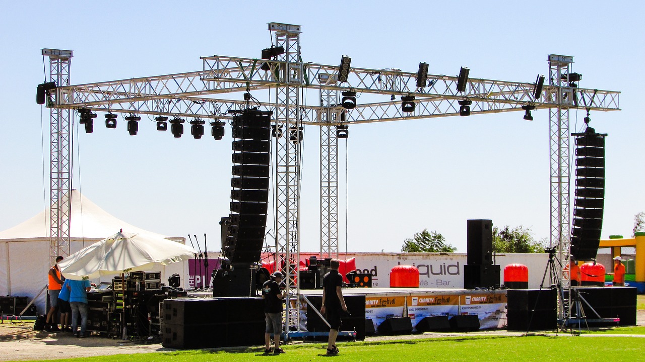 stage, concert, equipment